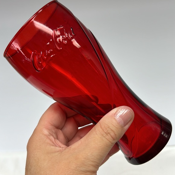Set of 2 embossed  red “Coca Cola” drinking glasses - Picture 2 of 5